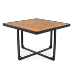 Ensemble de salle à manger d'extérieur 18 pièces en bois d'acacia, 8 chaises rembourrées, 8 poufs et 2 tables carrées