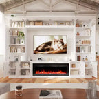 Meuble TV mural EROMMY 112L avec cheminée et lumières LED