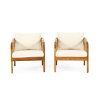 Ensemble de fauteuils de club en bois d'acacia et osier Jabe Outdoor de Christopher Knight Home