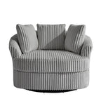 Lot de 2 fauteuils pivotants ronds surdimensionnés en velours côtelé moelleux de 43 po de large avec oreillers