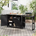 Îlot de cuisine extérieure de 198,9 cm avec comptoir en acier inoxydable, station de barbecue pliable et armoires de rangement, noir