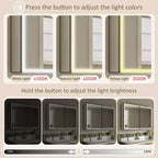 Armoire de toilette avec miroir LED, montage en saillie ou encastré, lumière dimmable, anti-buée, étagères réglables
