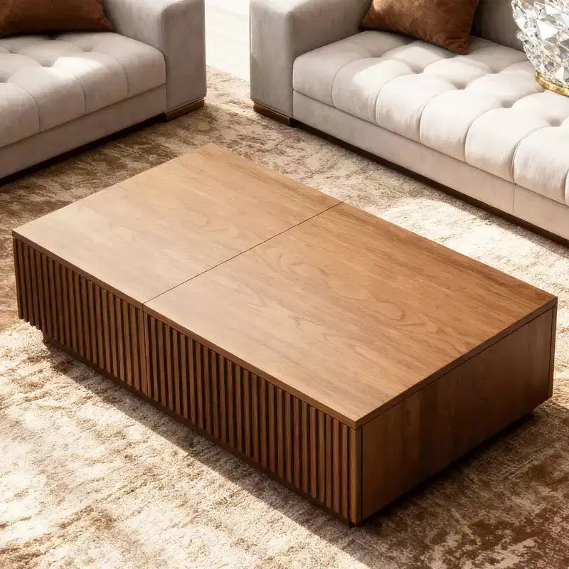 51.1 Table basse relevable moderne du milieu du siècle, table basse rectangulaire en noyer pour salon
