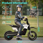 Moto tout-terrain électrique pour enfants ECOLEAP K1, 36V, rapide (25 km/h), autonomie de 22 km, moteur de pointe 700W, 3 modes de vitesse, pneus tout-terrain de 12 pouces, homologuée UL, pour les 3-10 ans.