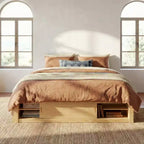 Cadre de lit plateforme Whisen Queen avec 4 tiroirs de rangement et rangement dans le pied de lit