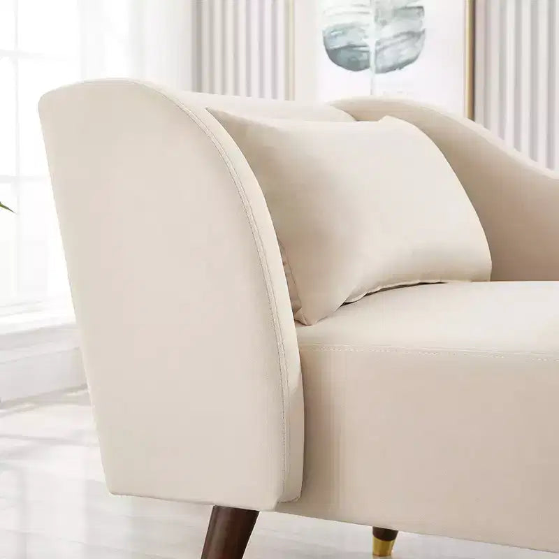 Chaise longue moderne en velours, chaise longue rembourrée avec accoudoir incurvé, canapé-lit de salon pour chambre, bureau, salon