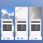 Climatiseur portable 8 000 BTU - 3-en-1 : refroidissement, déshumidificateur et ventilateur pour 32,5 m² avec mode nuit et garantie d'un an