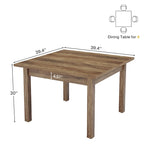 Table à manger carrée de 100 cm pour 2-4 personnes avec pieds en bois massif pour salon et salle à manger