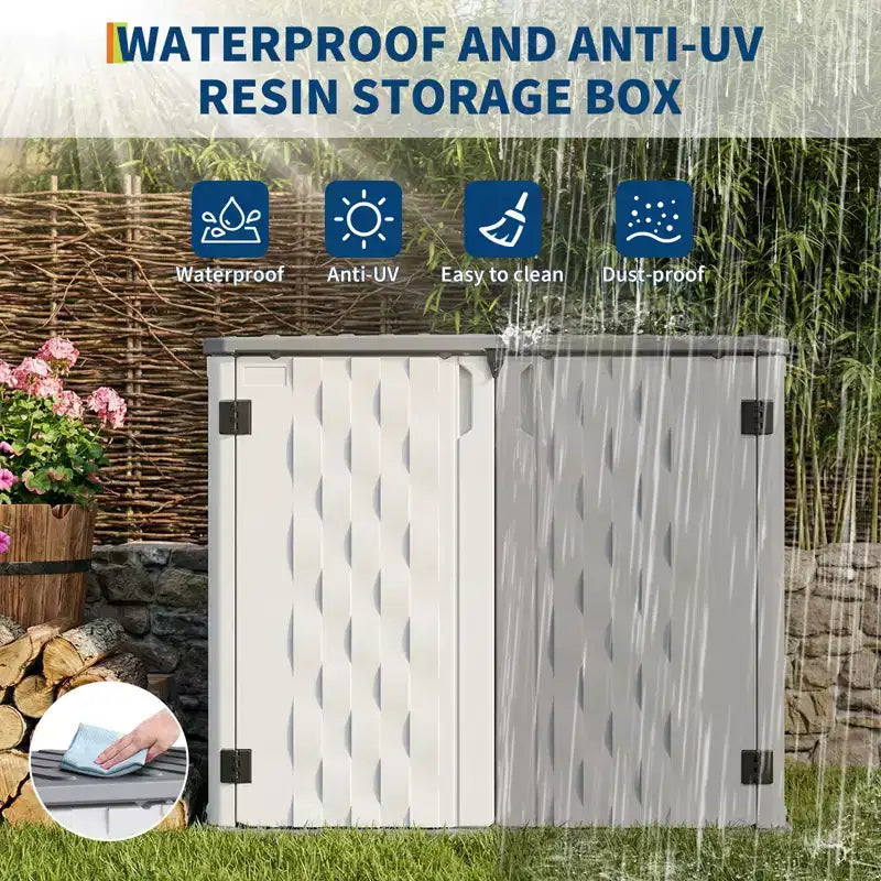 Armoire de rangement d'extérieur, Abri de rangement extérieur en résine étanche, pour poubelles
