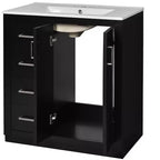 Meuble-lavabo simple de 76 cm avec armoire et 3 tiroirs – Noir / Bleu / Vert / Indigo / Blanc