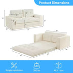 Mjkone Canapé-Lit Futon Convertible 2-en-1 180 cm, Canapé Deux Places Pliable en Tissu Côtelé avec Boutons Touffetés, Idéal pour Petits Espaces