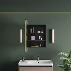 Armoire à pharmacie LED noire / blanche / dorée, porte simple, charnière à gauche ou à droite, encastrée ou murale